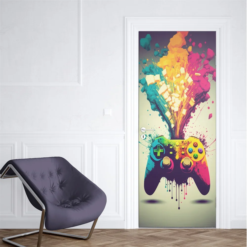 Neon Punk Game Door Sticker Sp - Gaming Console Wallpaper ulasan dan harga